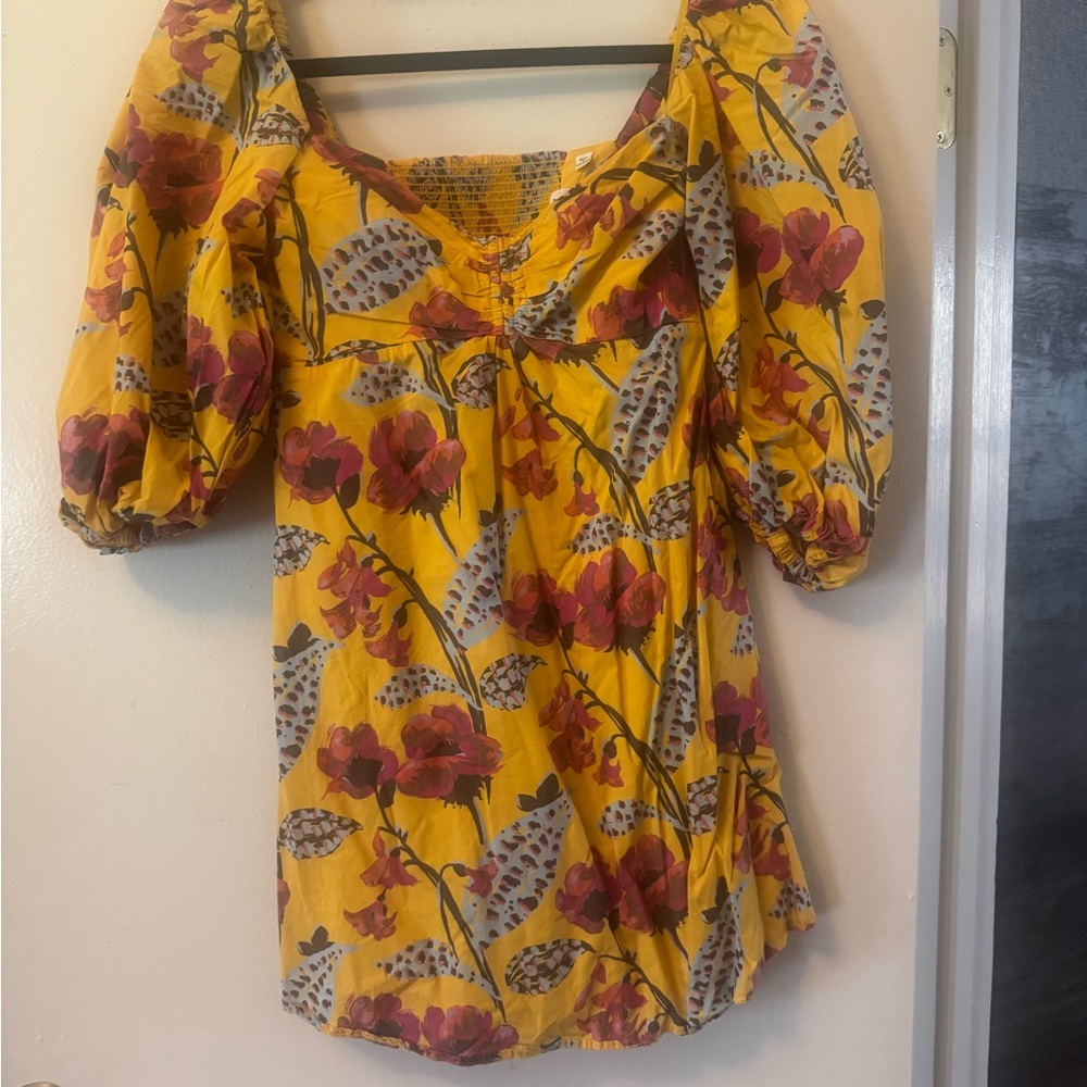 ALC Yellow Floral 3/4 Sleeve Dress